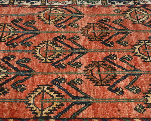 2x3 Rust Ersari Afghan Hand Knotted Veg Dye Wool Area Rug
